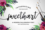 Sweethart Script + Vectors, a Script Font by Flycatcher Design (Thumbnail 1 of 6)