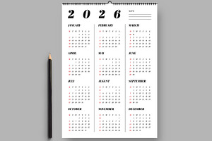 2026 Wall Calendar Template, a Stationery Template by ContestDesign