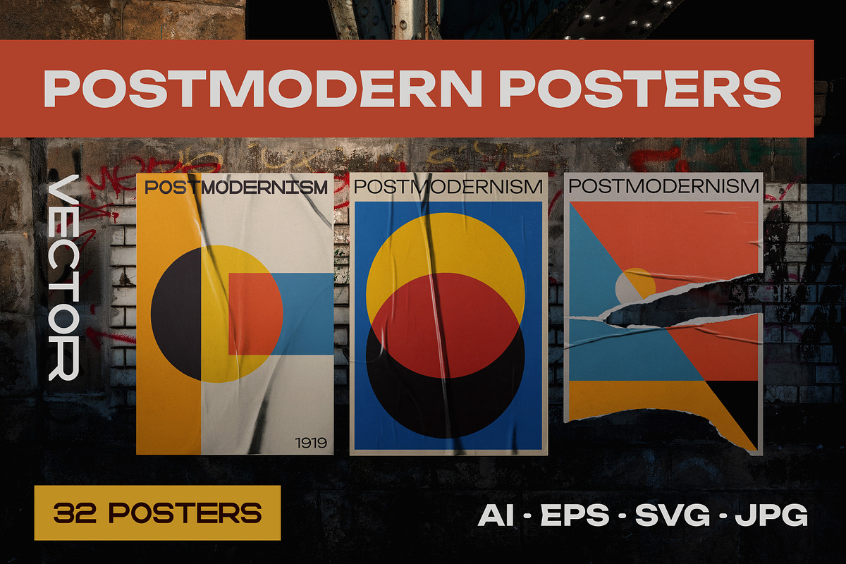 POSTMODERN - 32 GEOMETRIC POSTERS, a Pattern Graphic by craftlove (Photo 1 of 7)