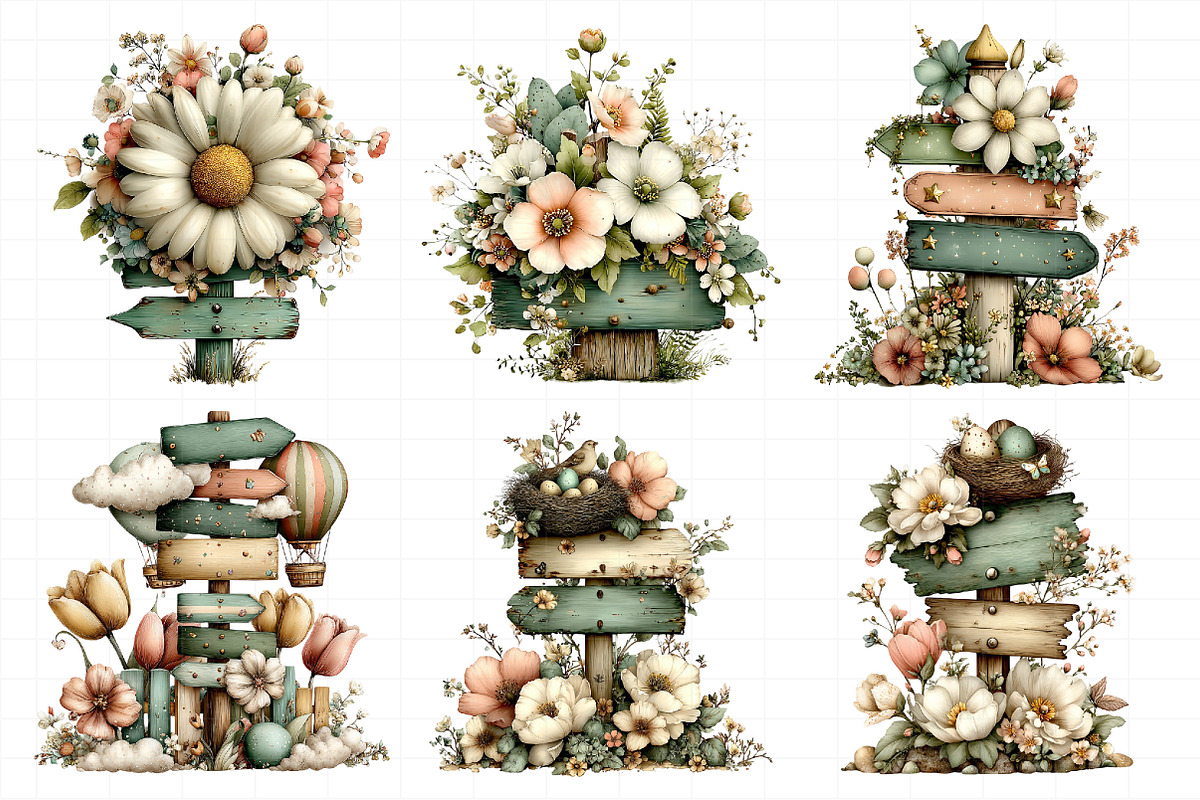 Whimsical Spring Singpost Clipart, an Illustration by Daily.Designs (Photo 7 of 8)