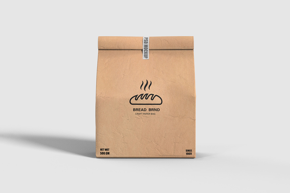 Kraft paper bag mockup for bread, a Cups & Container Mockup by Ram Studio LLC (Photo 2 of 10)