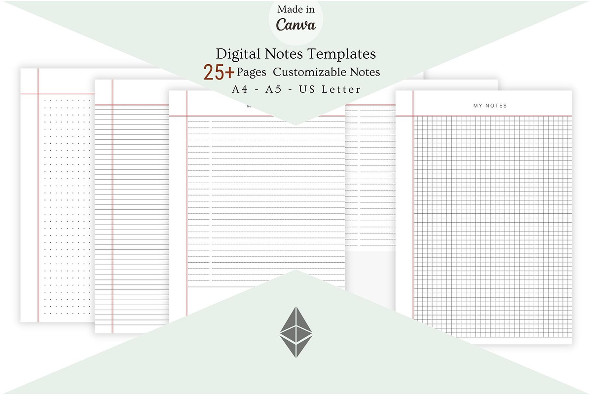 Digital Notes Templates, a Stationery Template by CreativeBundlex (Photo 1 of 8)
