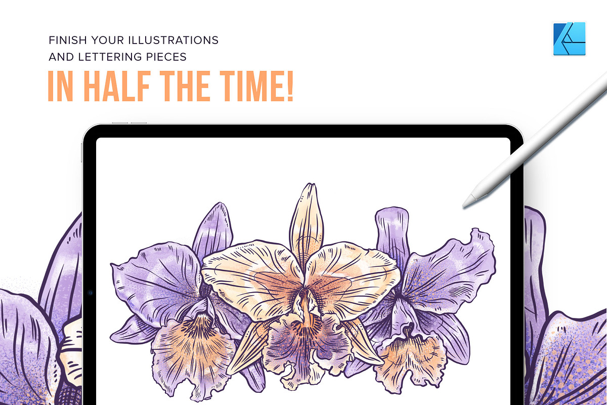 70 Flower Stamp Affinity Brushes, a Brush Add-On by Riveros Illustration (Photo 6 of 9)