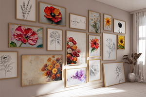 Flower Wall Art Collection, an Illustration by PrintablesByFranklyn