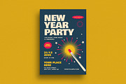 Retro New Year Party Event Flyer, a Flyer Template by Guuver (Thumbnail 1 of 3)