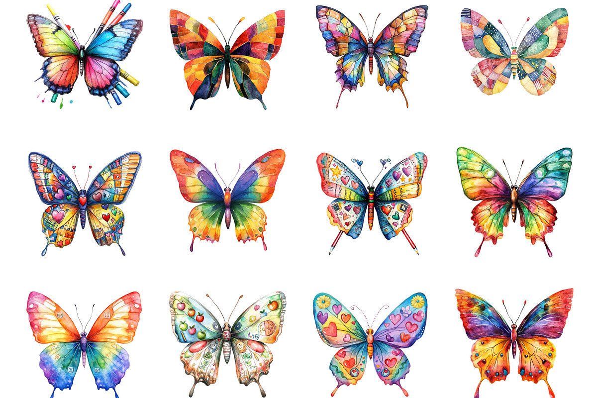Back to School Butterfly Clipart, a Seasonal Illustration by Designking (Photo 2 of 5)
