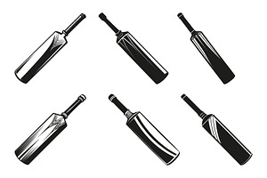 Six black and white cricket bats, an Object Graphic by Billah Hub