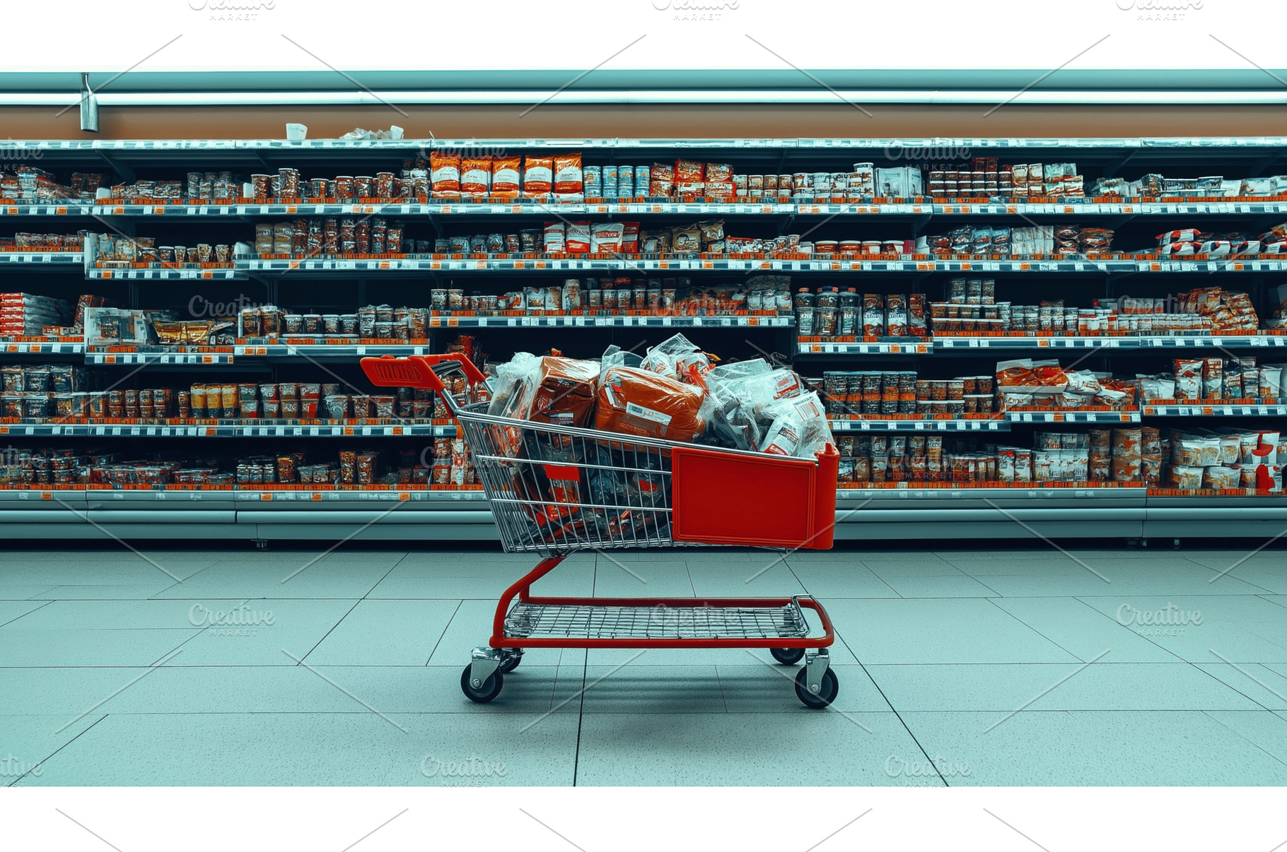 Shopping cart filled with various, a Beauty & Fashion Photo by Sergey Kotenev