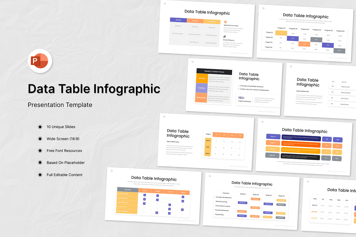 Data Table Infographic PowerPoint, a Presentation Template by Antstheme (Photo 1 of 3)