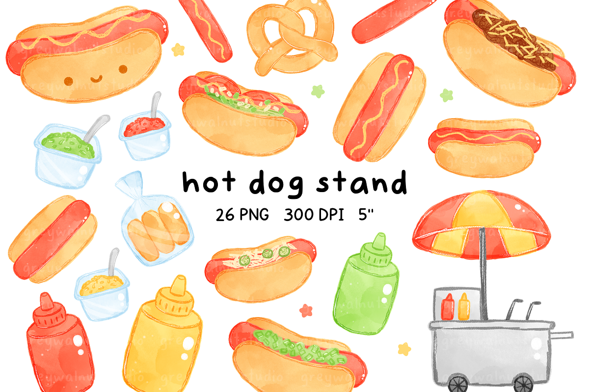 Hot Dog Stand Clipart, an Education Illustration by greywalnutstudio (Photo 1 of 4)