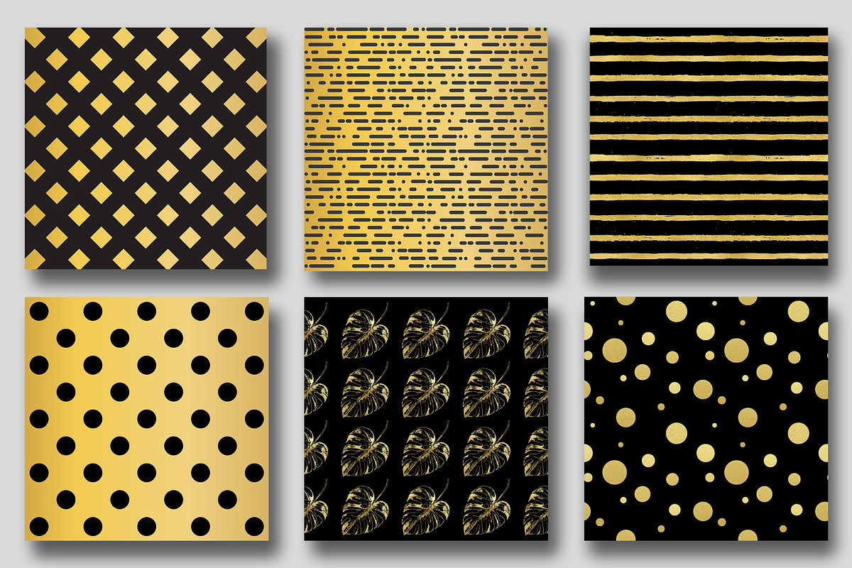 Gold & Black Digital Papers, a Pattern Graphic by Creative Store