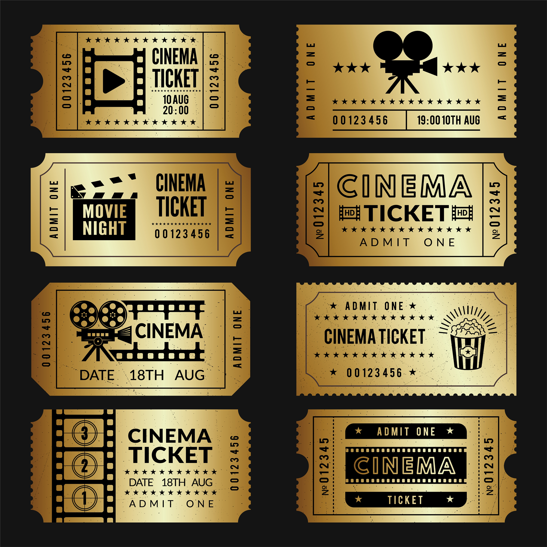 Golden Tickets Entry Cinema Tickets by Onyx  Creative Market