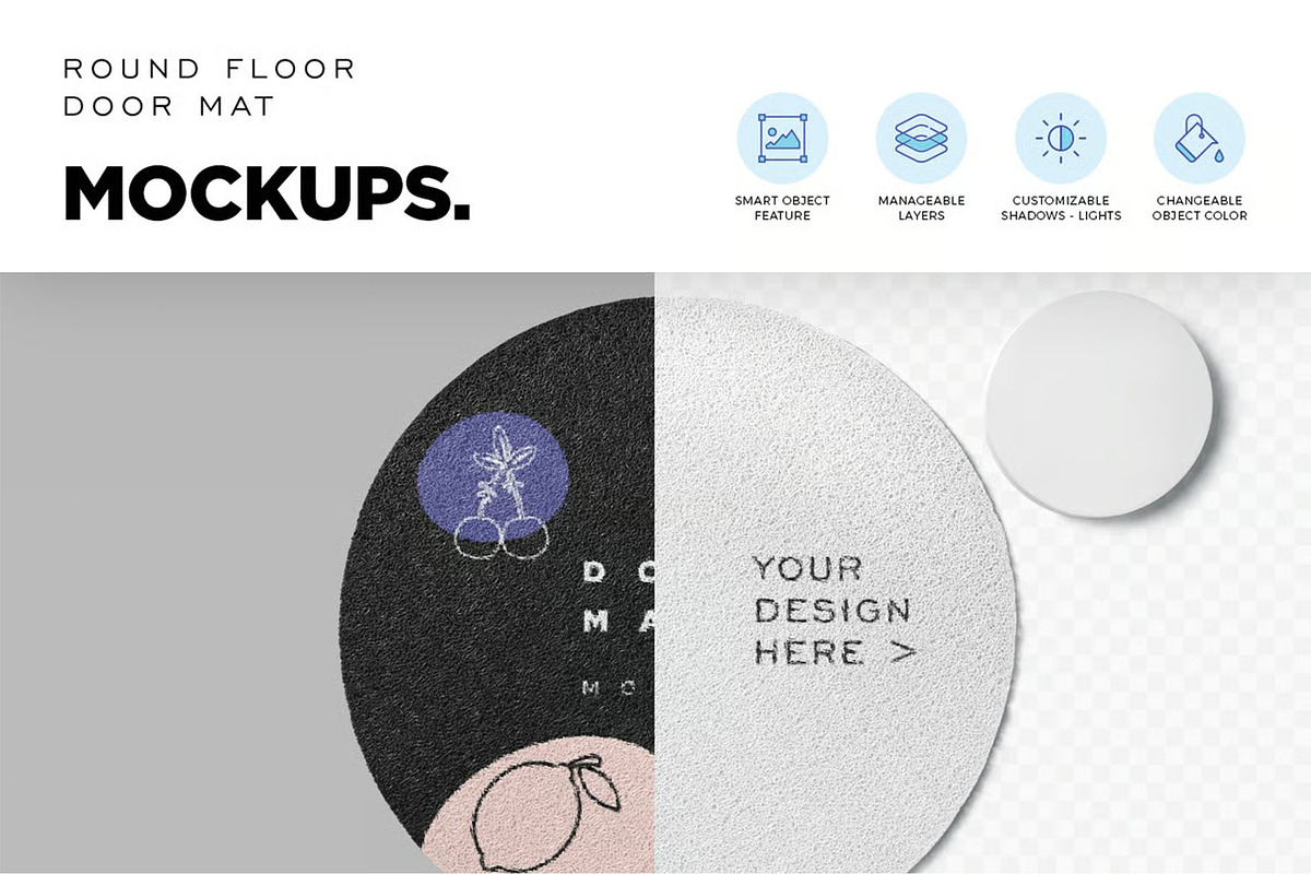 Round Floor Mat Mockups, a Household Mockup by megostudi0 (Photo 3 of 6)