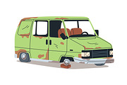 Old broken cars. Abandoned autos set, a Transportation Illustration by Good Studio (Thumbnail 4 of 5)