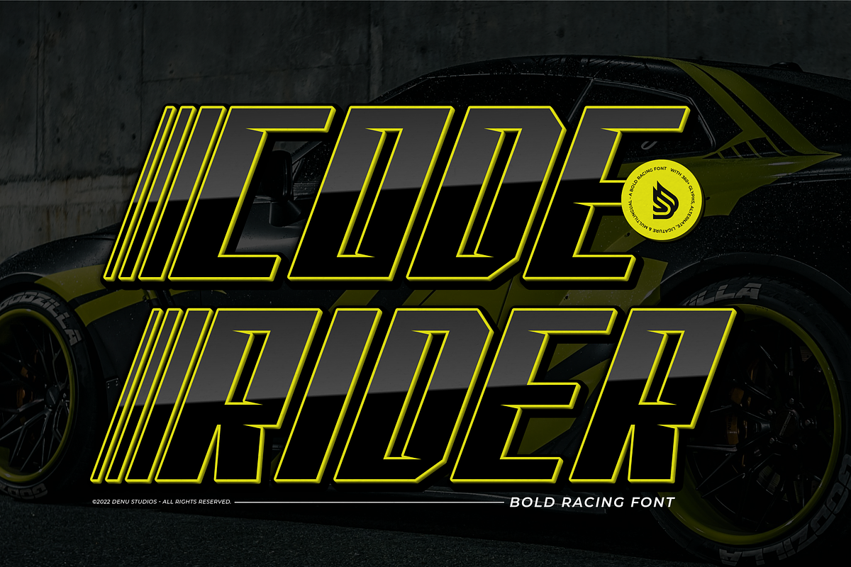 Code Rider | Bold Racing Font, a Font by Denustudios (Photo 1 of 12)