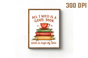 All I Need is a Good Book and Cup of, an Illustration by Libby Wishes (Thumbnail 2 of 6)