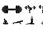 Fitness Workout Silhouette Icon Set, an Illustration by musafir_fashion (Thumbnail 35 of 51)