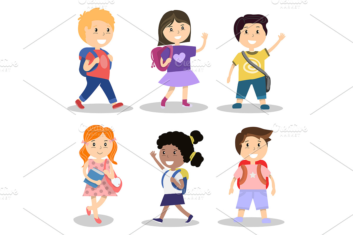 Set of school children, an Education Illustration by Maksimkostenko