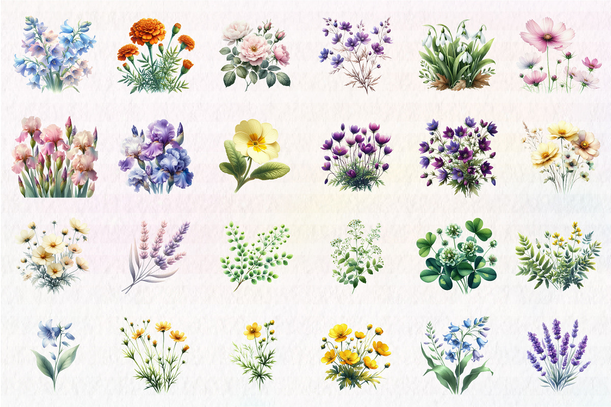 Wild Flowers,Spring Flowers Png, an Illustration by CreationArt (Photo 3 of 5)