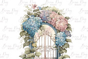 Watercolor Garden Gates Clipart, an Object Illustration by BusyDaydesign (Thumbnail 5 of 8)