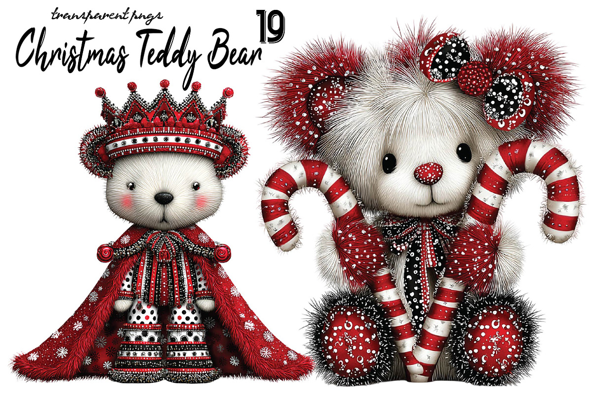 Whimsical Christmas Teddy Bear Clip, an Animal Illustration by SVGArt (Photo 1 of 9)