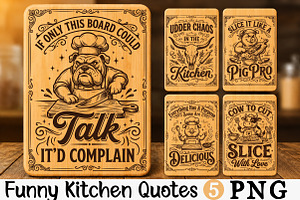 Funny Kitchen Quotes PNG Bundle, a Seasonal Illustration by Rose Art