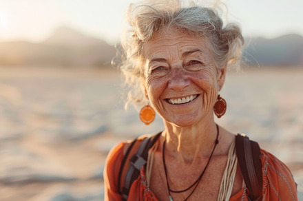 An older woman enjoys the moment, ra, a Photo by Tanuart