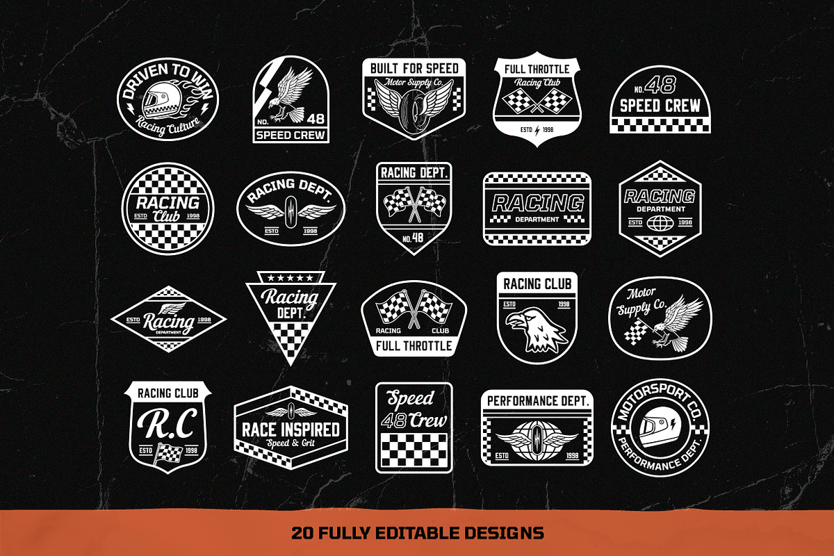 Racing Badges - Mono, a Branding & Logo Template by cd-design.co (Photo 2 of 8)