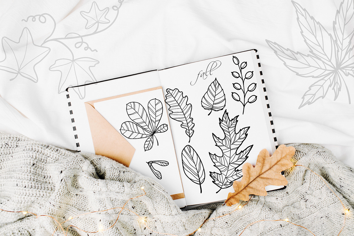 Fall vibes Line art leaves & pumpkin, an Illustration by Dervik Art Store (Photo 4 of 7)