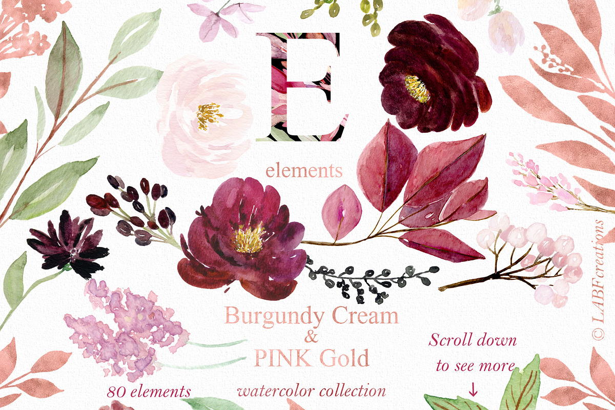 Burgundy flowers USA states, an Illustration by LABFcreations (Photo 9 of 10)