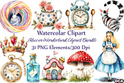 Alice in Wonderland Clipart, an Illustration by DreamCafeArt (Thumbnail 1 of 7)