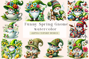 Funny Spring Gnome Clipart, an Illustration by DreamArtGraphic