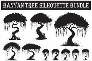 Banyan Tree Vector Illustration, an Illustration by Amazin_art