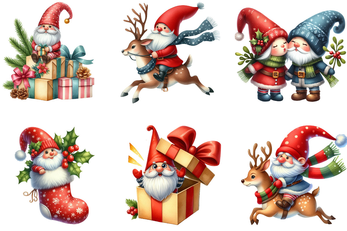 Christmas Gnome Sublimation Clipart, an Illustration by DreamArtGraphic (Photo 2 of 5)