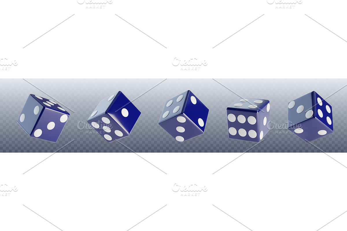 3d dice collection in blue with, an Object Illustration by art PVP - market