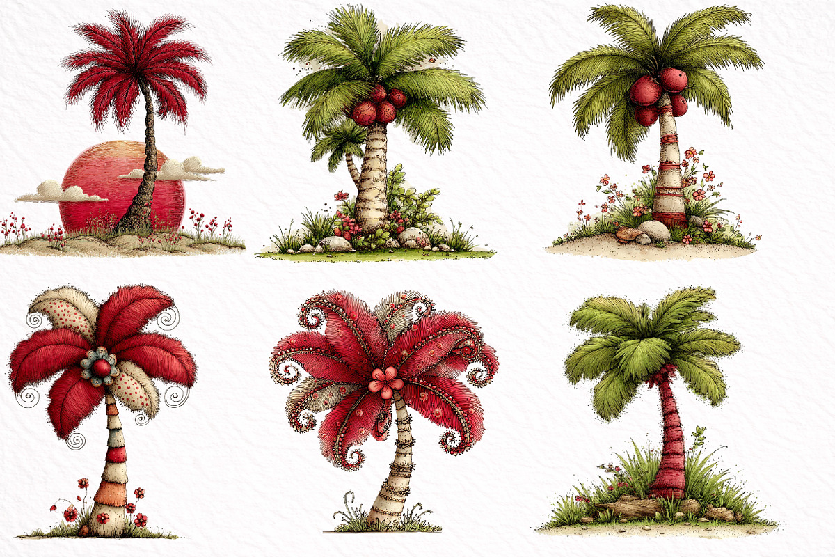 Palm Tree Watercolor Clipart, an Illustration by DreamArtGraphic (Photo 7 of 8)