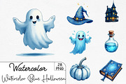 Watercolor Blue Halloween Clipart, an Illustration by CrexoraLab (Thumbnail 1 of 5)