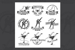 Set of Ice Skating labels & logo 