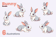 Bunny Bundle in 4 Color Variations, an Animal Illustration by moja doodle (Thumbnail 2 of 5)
