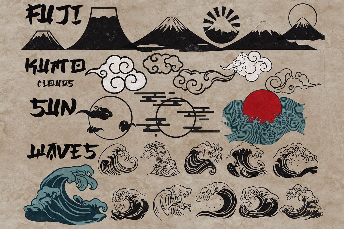 Japan traditional elements Procreate, a Brush Add-On by TheWhiteCatLab (Photo 7 of 20)