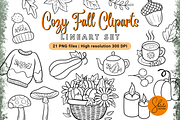 Cozy Fall Cliparts, Autumn - Lineart, an Object Graphic by shielscreations (Thumbnail 1 of 3)