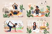 Relax & meditation. Vector woman set, a Person Illustration by bioraven (Thumbnail 3 of 12)