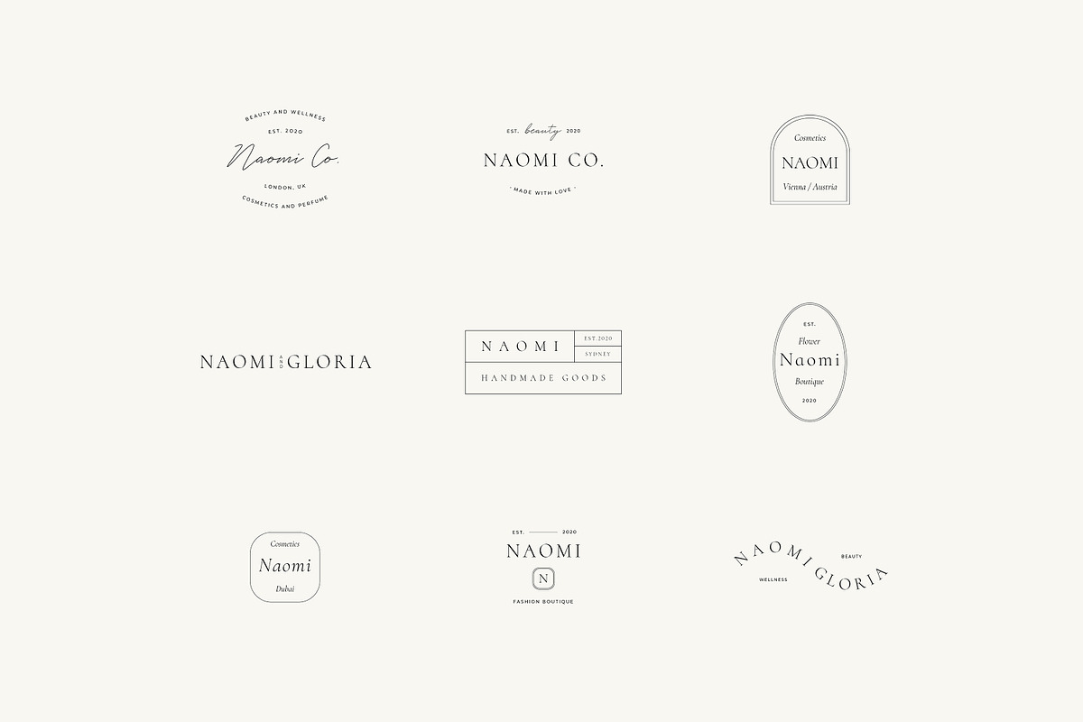 Naomi Minimal Logo Kit Ai,Eps,Psd, a Branding & Logo Template by Feel This (Photo 6 of 13)