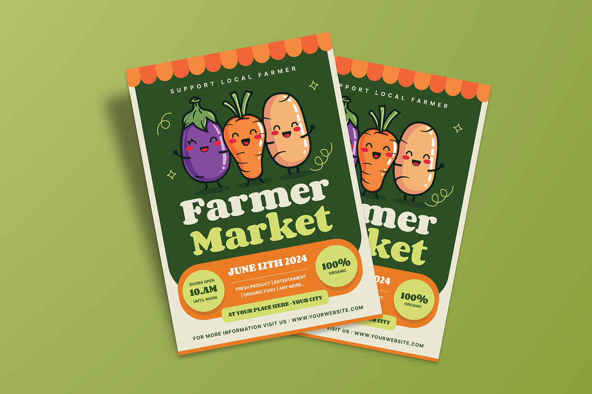 Cute Farmer Market Flyer, a Flyer Template by MMPixelCraft (Photo 5 of 5)