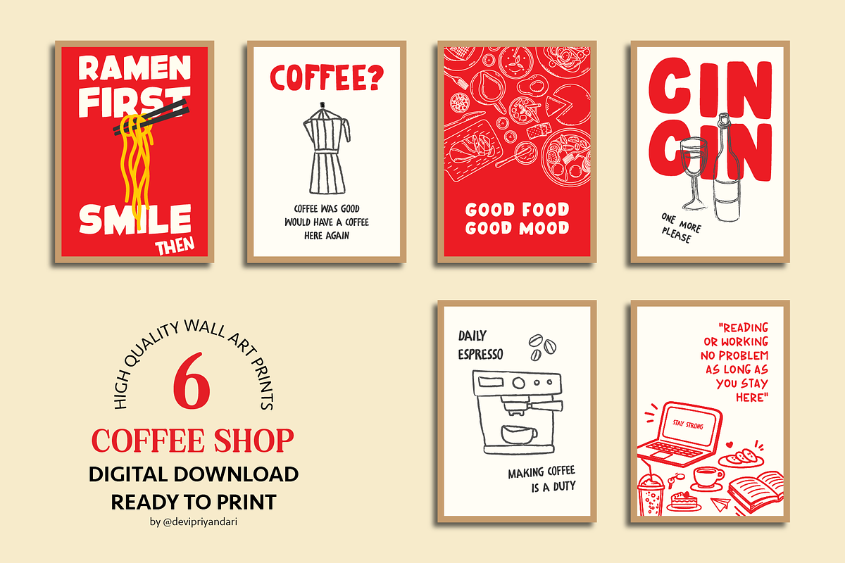 Coffee Shop Poster Wall Art Prints, an Object Graphic by digitalsbydepi (Photo 2 of 7)