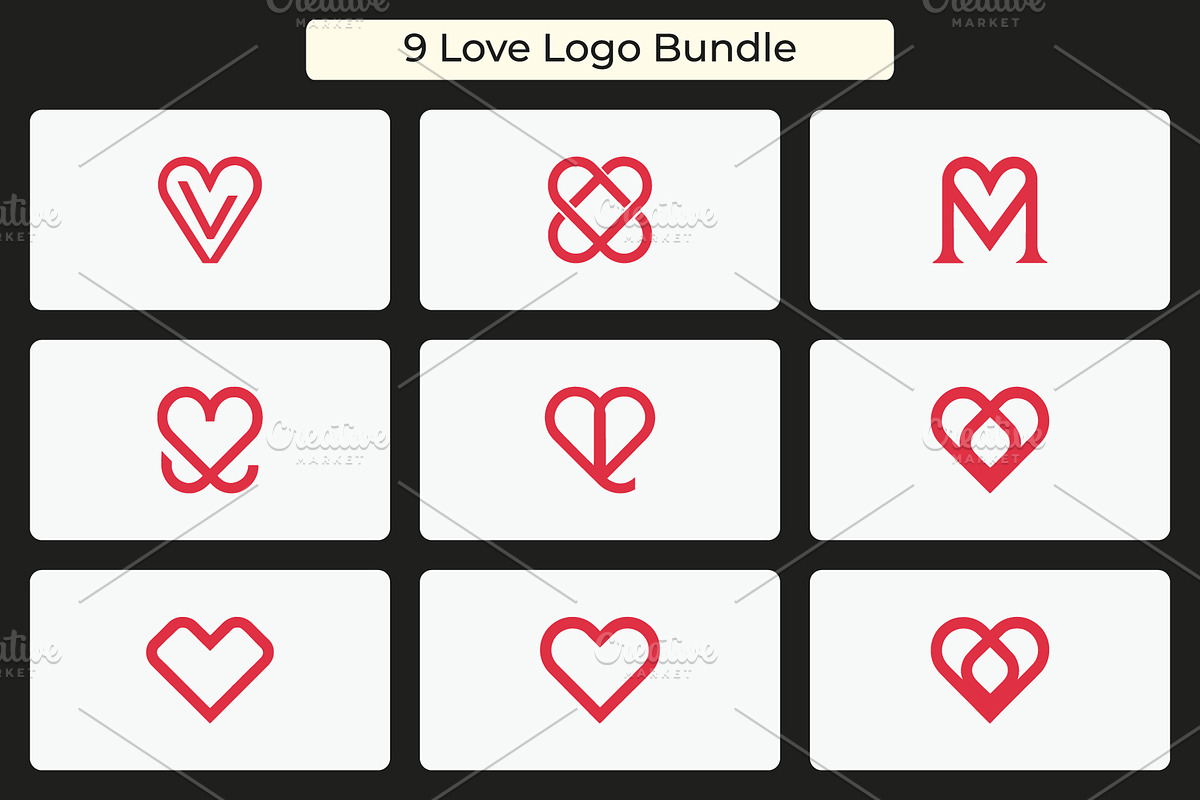 Minimal Geometric Heart Logo Set, a Branding & Logo Template by Vectorium Studio (Photo 1 of 2)