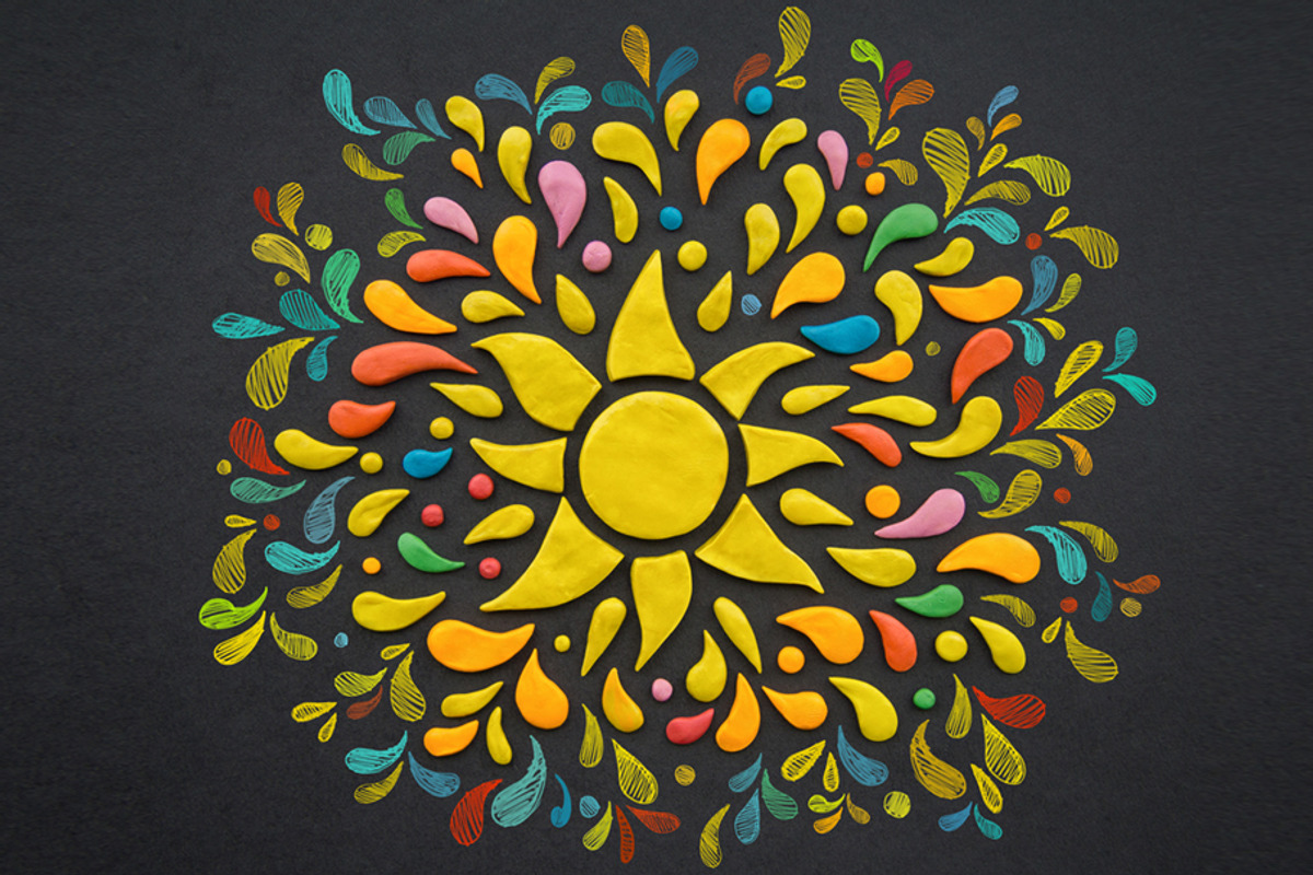 Cheerful Sun on a Black Background, a Seasonal Illustration by Countryside life (Photo 7 of 8)