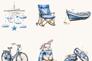 Watercolor Denim Dad & Baby Clipart, a Person Illustration by BusyDaydesign (Thumbnail 3 of 9)
