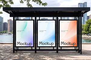 Bus Shelter Lightbox Poster Mockup