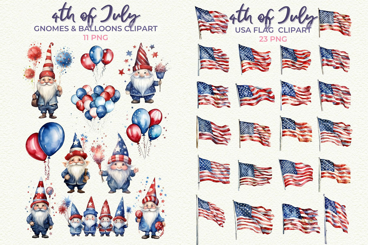 4th of July Clipart Bundle PNG, a Seasonal Illustration by Anna Design Studio (Photo 2 of 11)